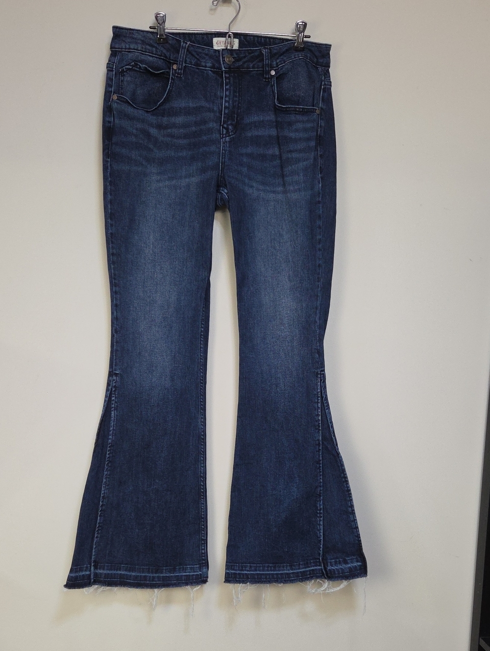 Shyanne Western Dark Blue Flare Raw Hem Jeans - Cowgirl